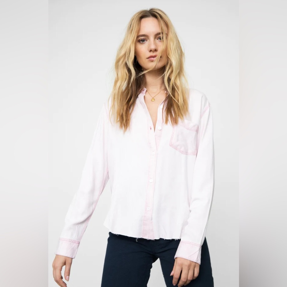 Rails Button Down Shirt Top Blouse XS Pink Long Sleeve, Linen | NWOT